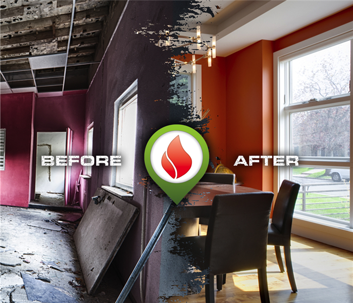 before and after fire damage poster